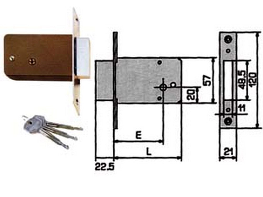 1pz serratura da infilare 1500k - mm.50 (15010050) cod:ferx.fer69205