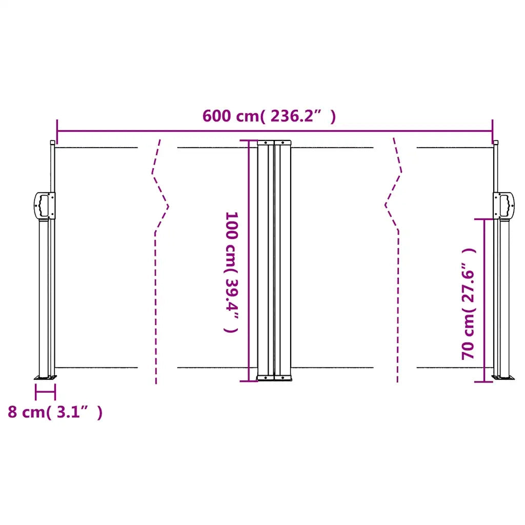 Tenda da Sole Laterale Retrattile Beige 100x600 cm