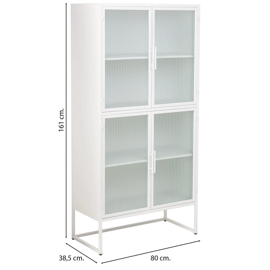 Vetrina in metallo bianco con 2 ante cm 80x38,5x161h