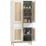 Credenza Cucina con 4 Porte e 2 Cassetti ¨C Zephmum ¨C Bianco Rovere 80x35x170cm