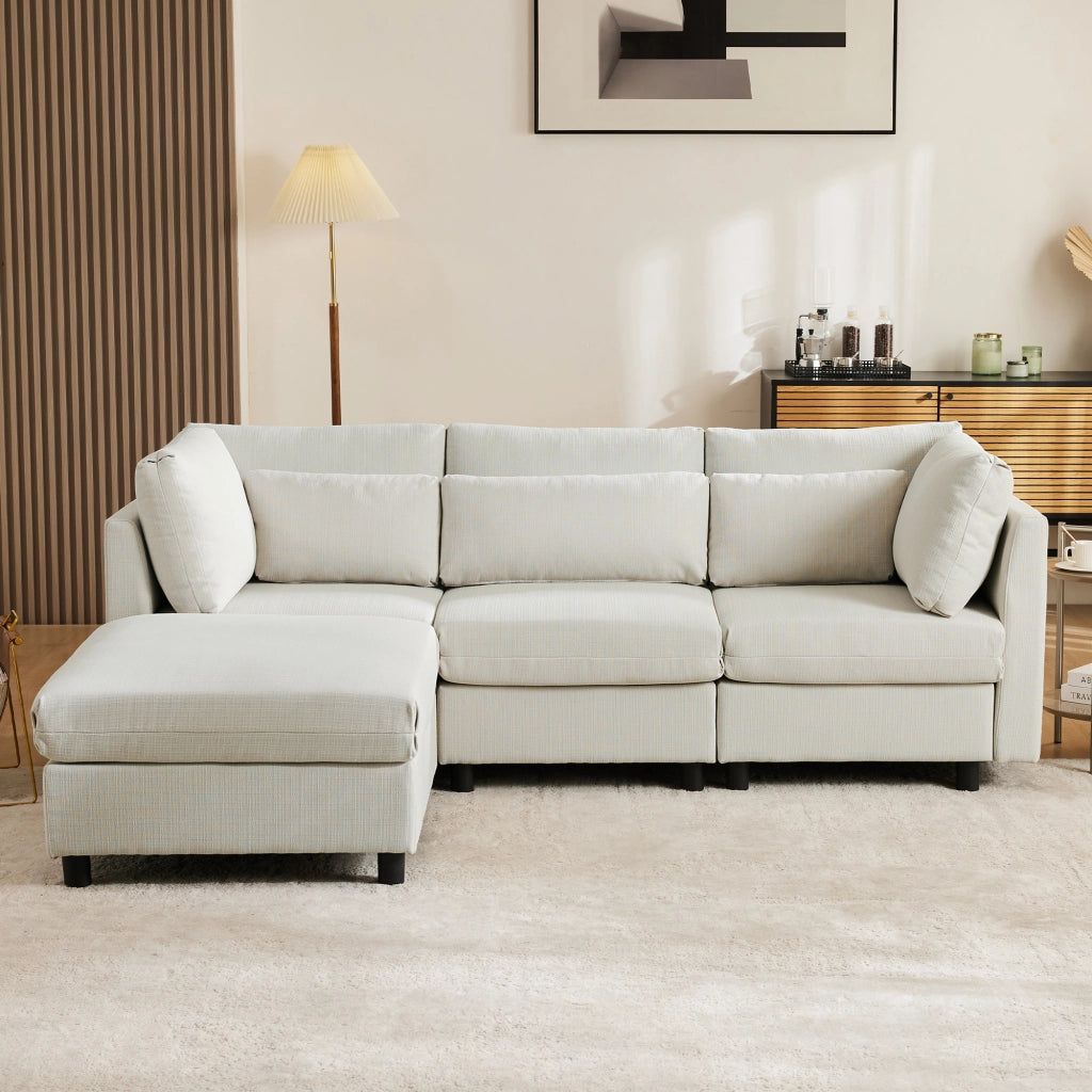 Divano angolare moderno - Zephmum- Design elegante con pouf