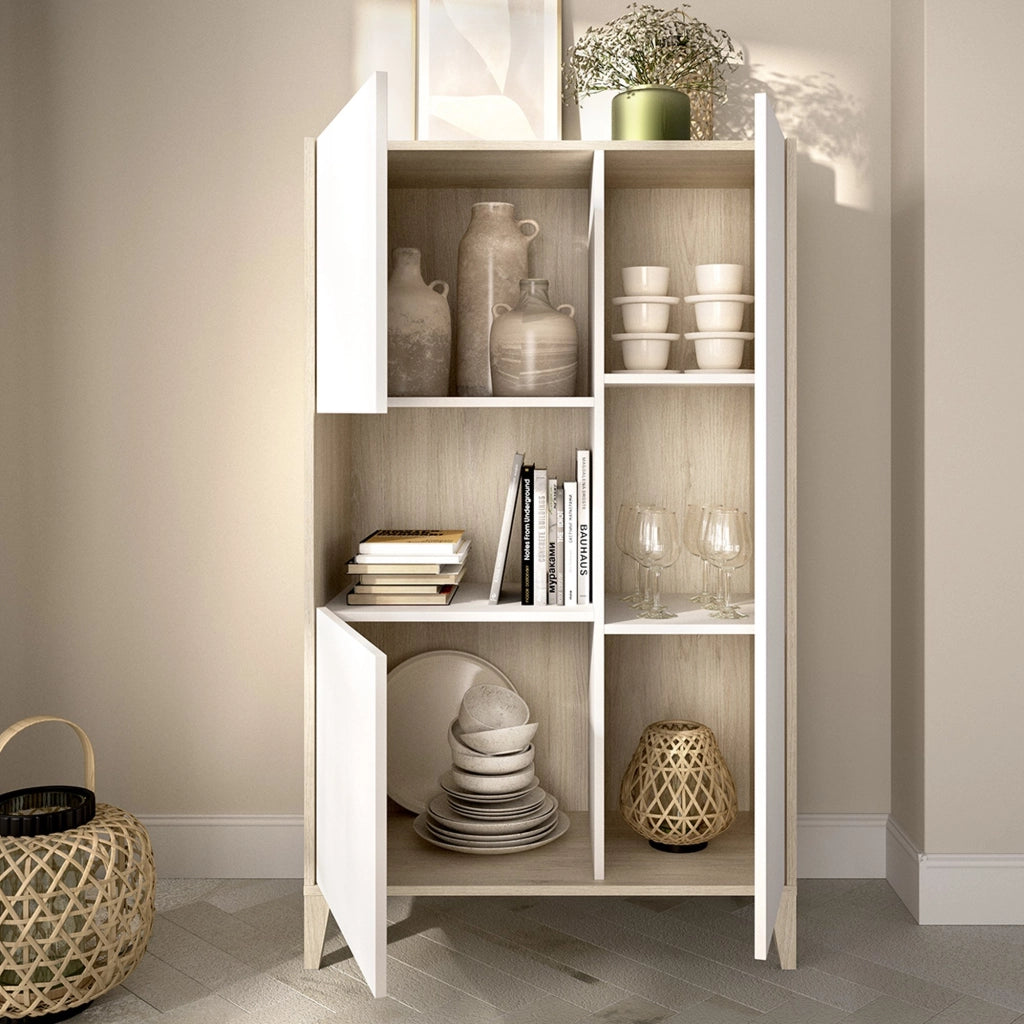 Madia Cleburne, Credenza 4 Ripiani, 43x81x138h cm Bianco