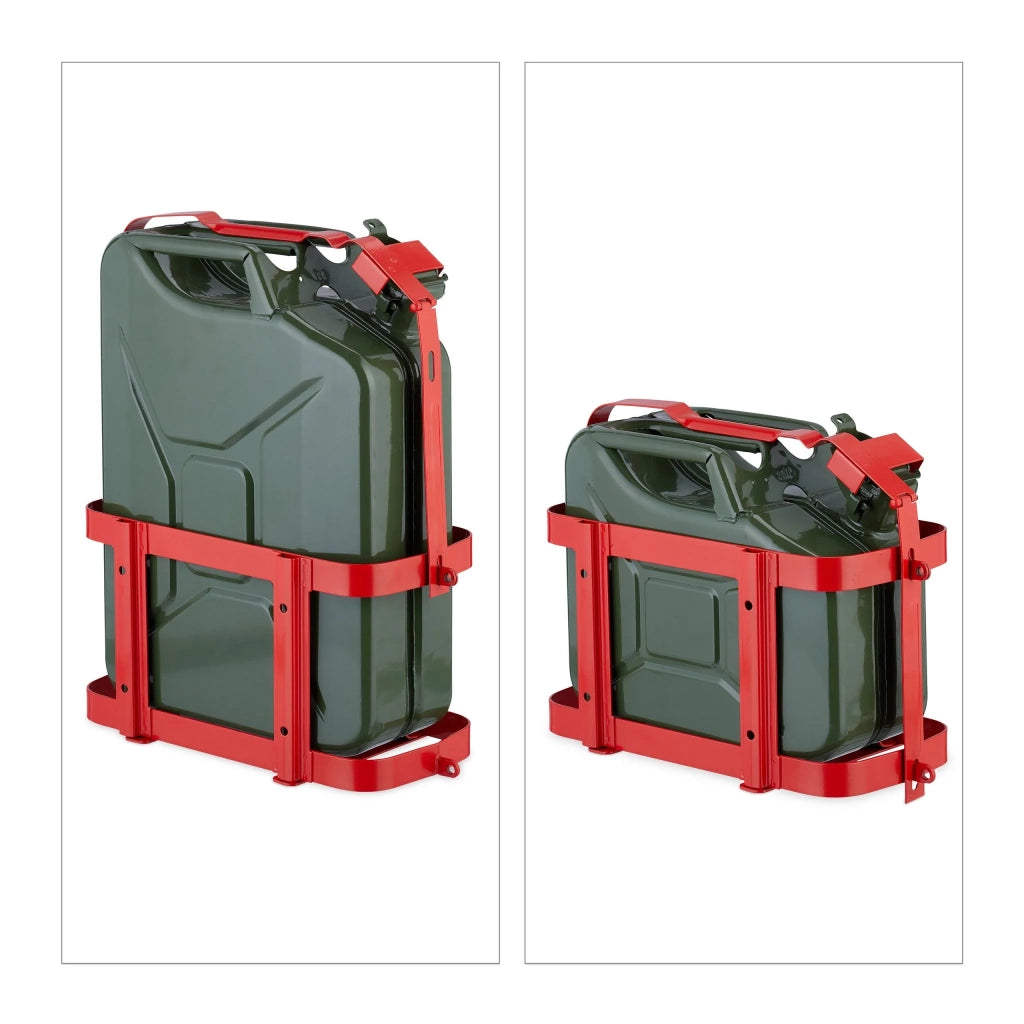 Supporto per tanica di benzina bloccabile 20 x 30 x 50 cm trasporto stabile in ferro nero 13_0014498