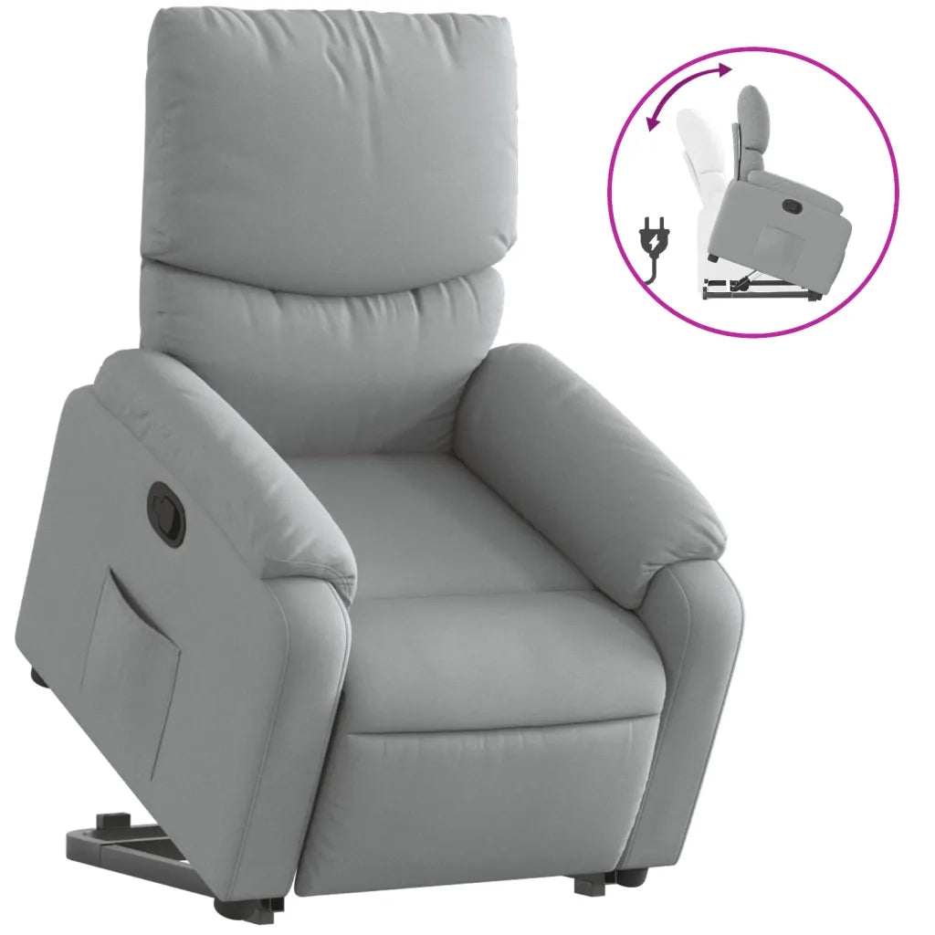 Poltrona | Sedia Relax Alzapersona Reclinabile Grigio Chiaro in Tessuto
