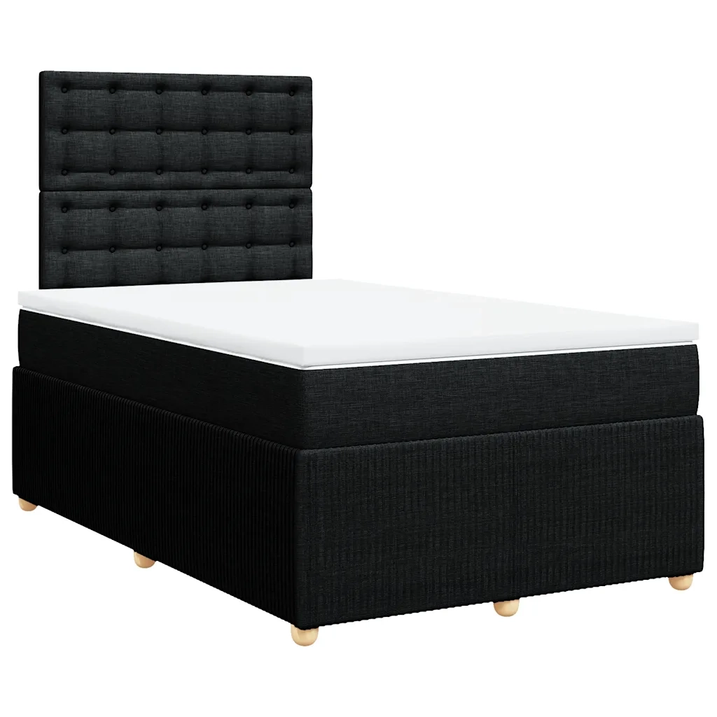 Giroletto a Molle con Materasso Nero 120x190 cm in Tessuto