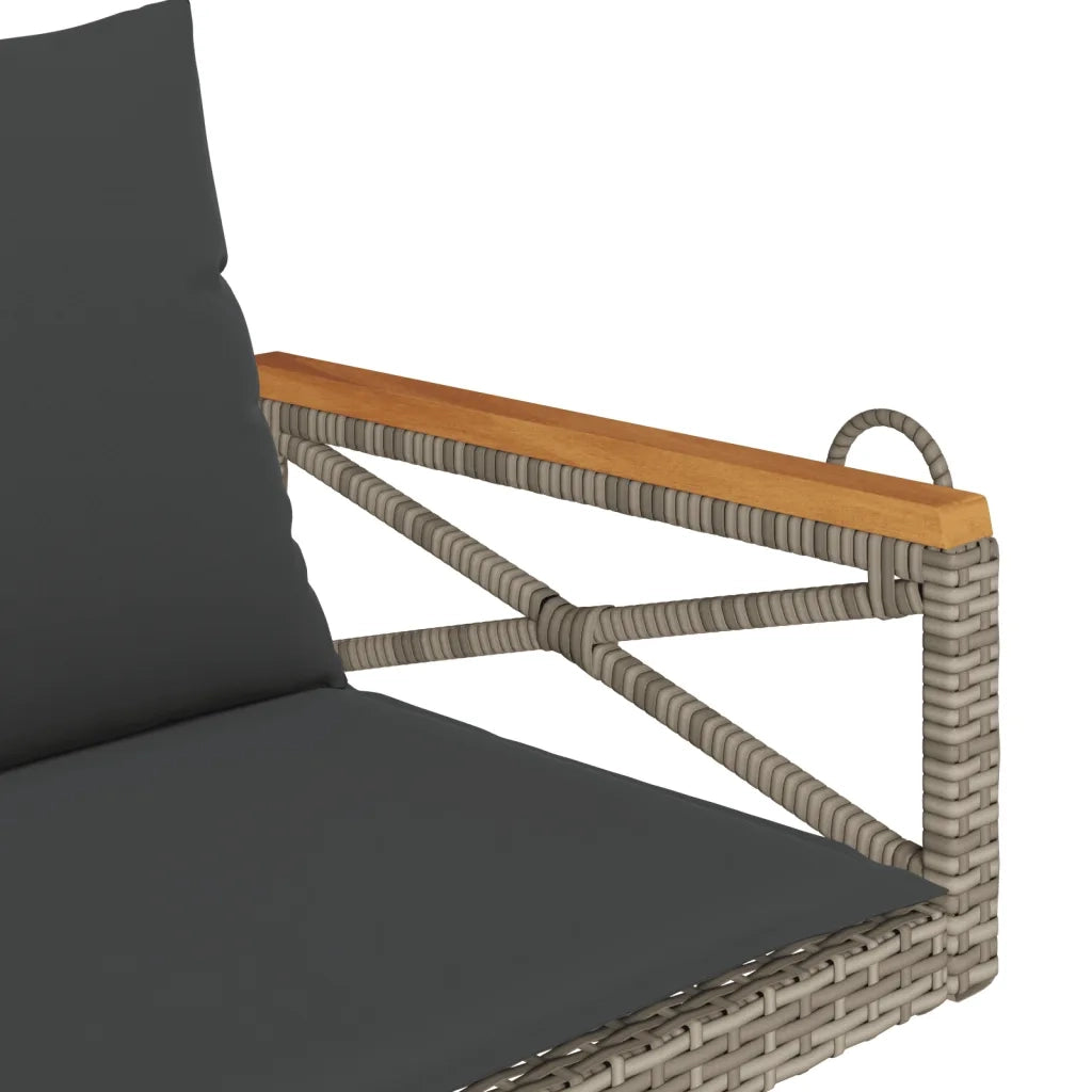Panca da Giardino | Panchina Dondolo con Cuscini Grigia 109x62x40 cm in Polyrattan