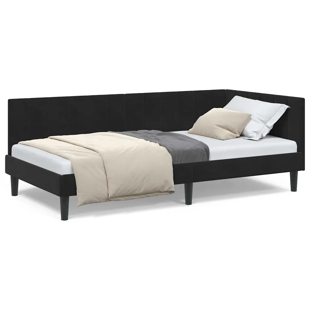 vidaXL Cornice del letto ad angolo Nero 90 x 200 cm Velluto