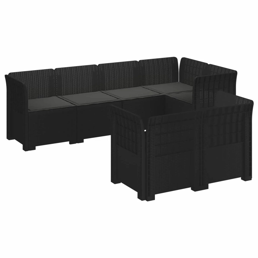 Divano 7 Posti da Giardino con Cuscini Aspetto Rattan PP 3444143