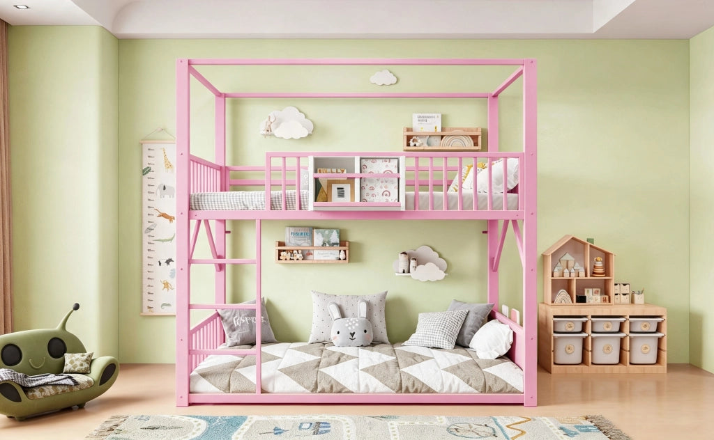 letto a castello metallo rosa 96 x 204 cm