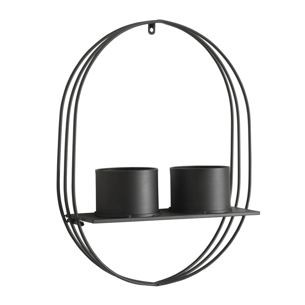 Scaffale dal design senza tempo per soggiorno/camera da letto mobiletto portaoggetti da parete per piante 61 x 47 x 15 cm metallo nero 03_0011271