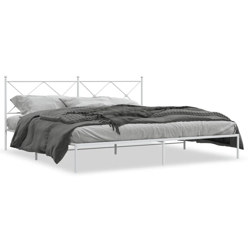 Giroletto con Testiera-Struttura Letto con testiera Metallo Bianco 193x203 cm 134760