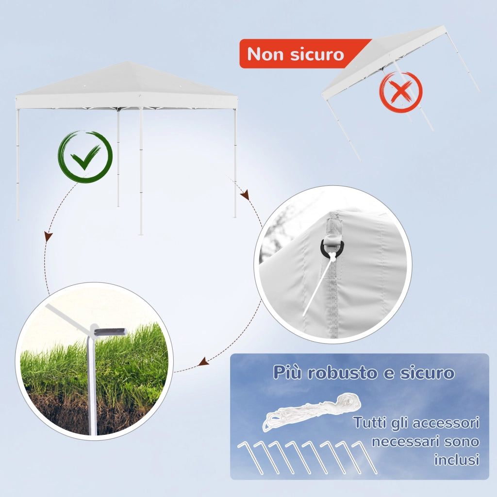Gazebo Pieghevole ¨C zephmum ¨C Acciaio e Tessuto Oxford, 2.5x2.5 m, Bianco