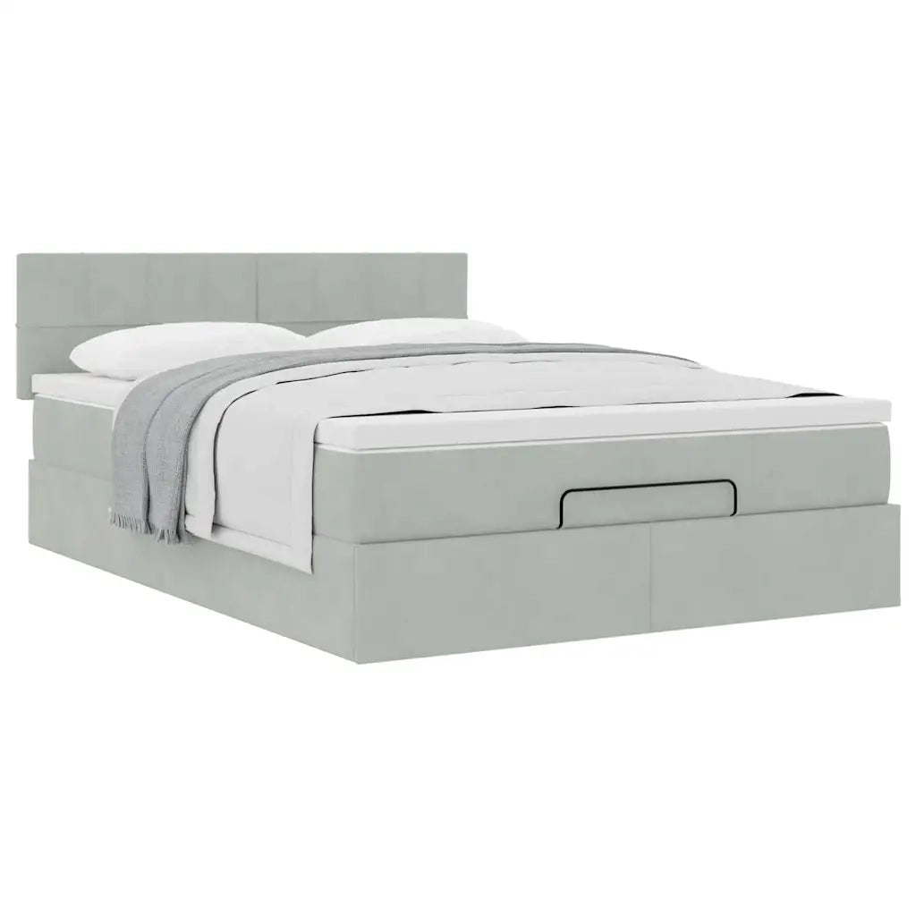 Struttura Letto Pouf con Materasso 140x200 cm in Velluto