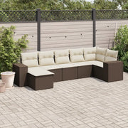 Set Divani da Giardino 7 pz con Cuscini Marrone in Polyrattan 3222882