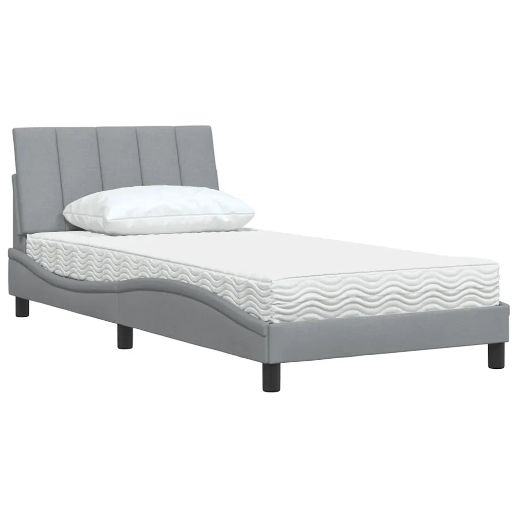 Letto con Materasso Hanko Grigio Chiaro 100x200 cm in Tessuto 3310510