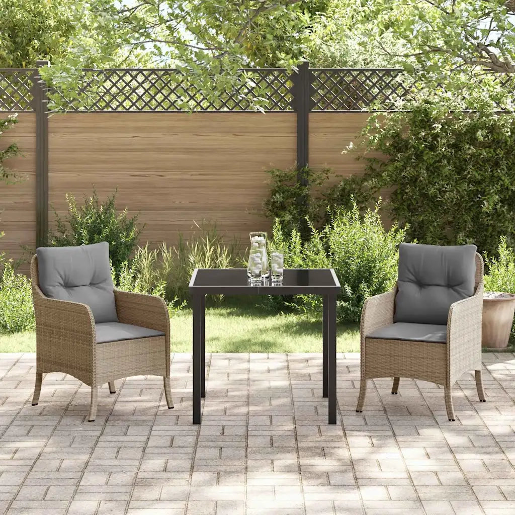 Set da Pranzo per Giardino con cuscino 3 pcs Beige polyrattan 3380176