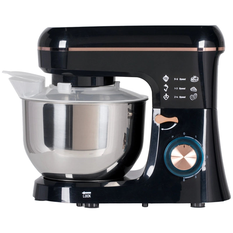 Robot da cucina, impastatrice, frullatore, 6 velocit¨¤, ciotola in acciaio inox da 5,5 litri, nero