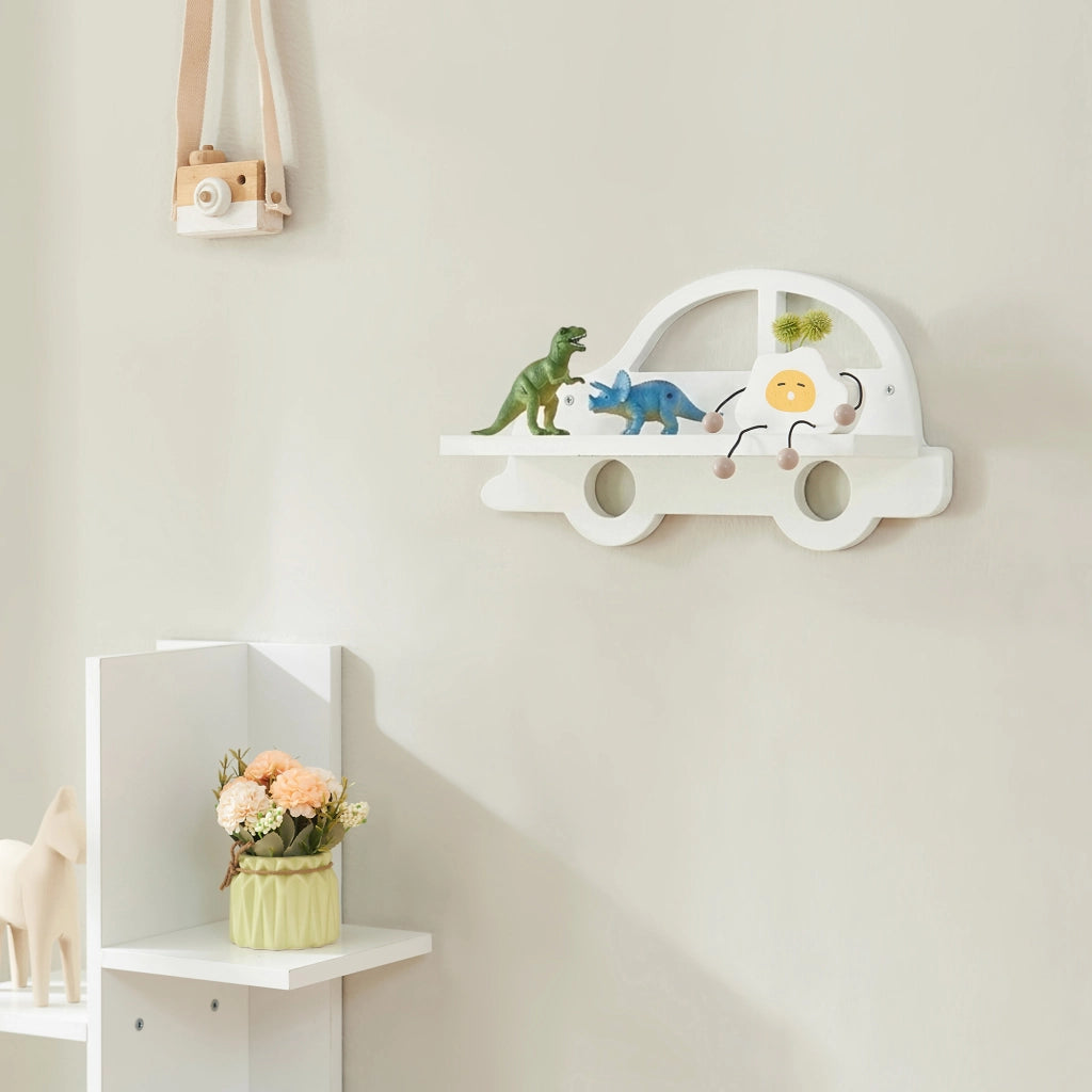 Mensola Skanderborg per Cameretta Sostegno Consolle Decorativo a Forma di Automobile - Bianco [en.casa]