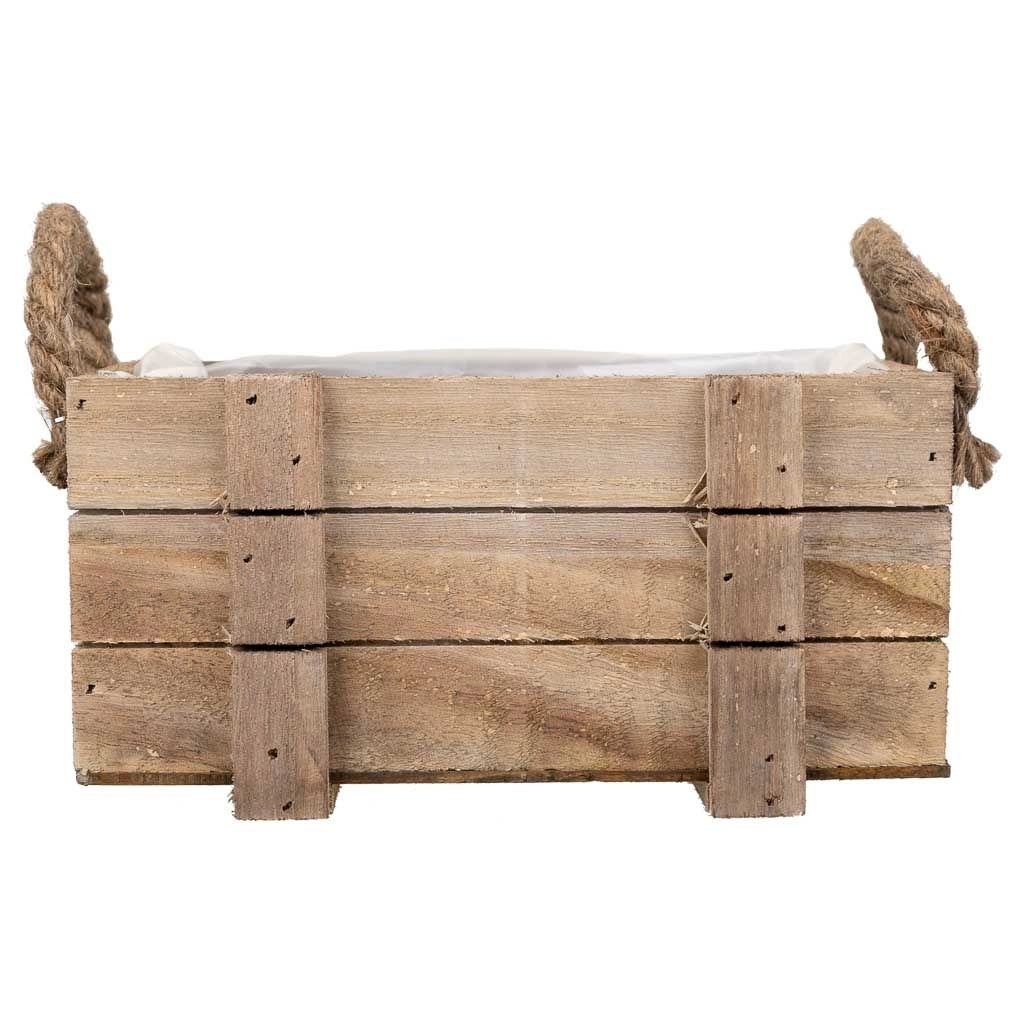 Cesto in legno con manici marroni 22x13x10,5h