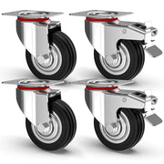Set 4 Ruote Piroettanti per Carichi Pesanti Girevole 360° con Freno 125x80x100mm