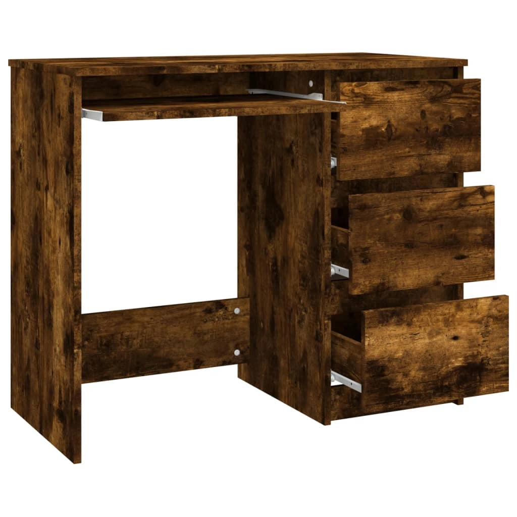 Scrivania da ufficio postazione di lavoro mobile per computer studio rovere affumicato 90 x 45 x 76 cm legno ingegnerizzato marrone 02_0023593