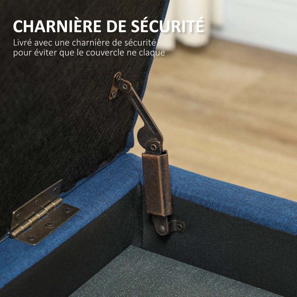 Bancale contenitore imbottito con schienale ¨C zephmum ¨C blu, tessuto, legno, 125x49x41,5 cm