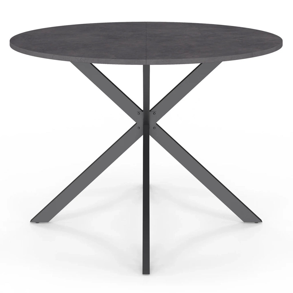 IDMarket - JASPE Tavolo da pranzo rotondo per 6 persone con piano effetto cemento e gamba a ragno grigio antracite 110 cm