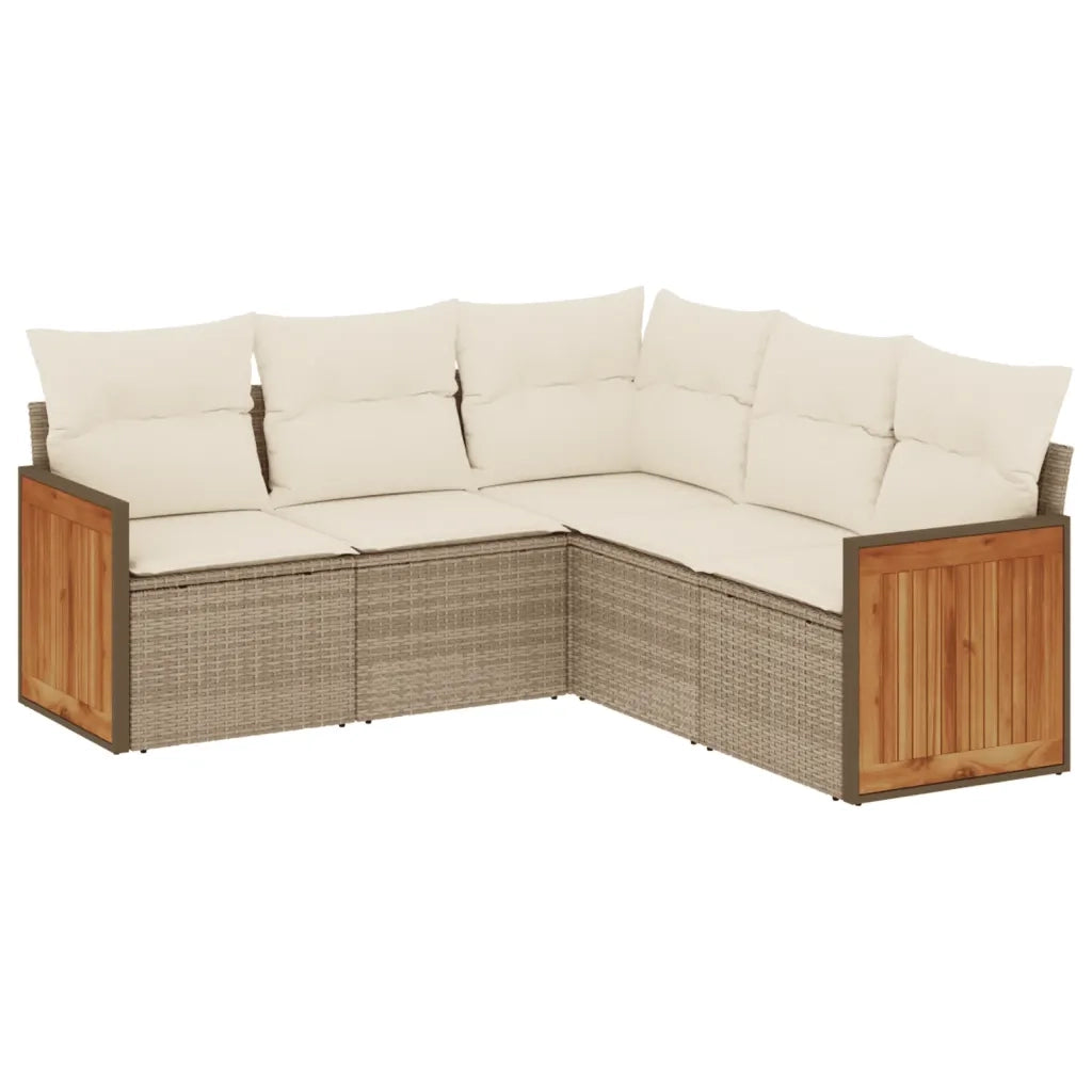 Set Divano da Giardino 5 pz con Cuscini Beige in Polyrattancod mxl 89817