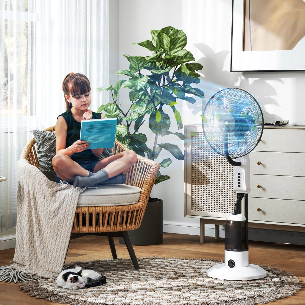Ventilatore Nebulizzatore Oscillante 90 W ¨C Zephmum ¨C 44,5x120 cm Bianco