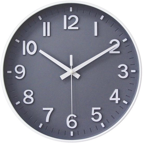 HZDHCLH 30cm orologio da parete silenzioso con secondi battenti e numeri arabi senza ticchettio per decorazione in soggiorno, cucina, ufficio e camera da letto (grigio-bianco)