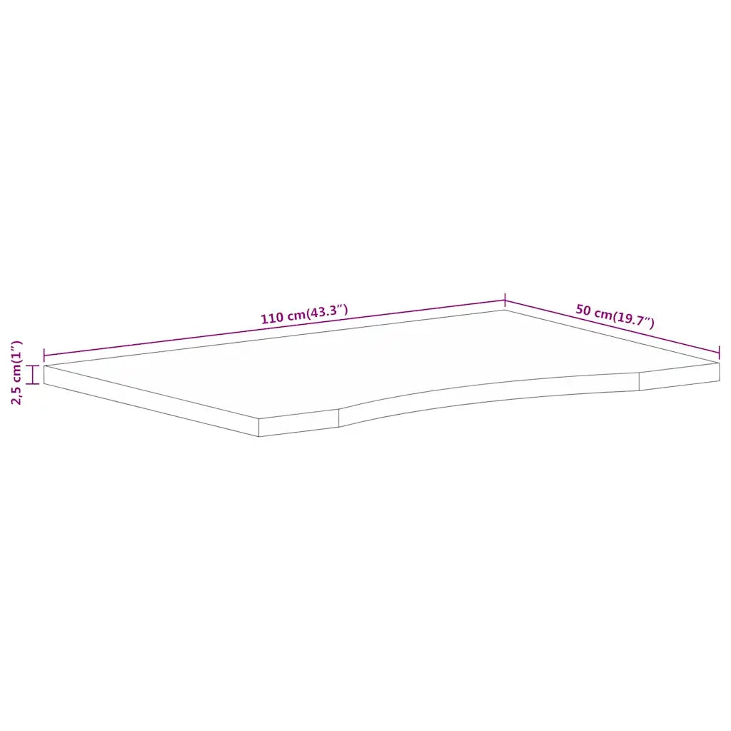 Piano Scrivania con Curva 110x50x2,5cm Massello Grezzo di Mango 370180
