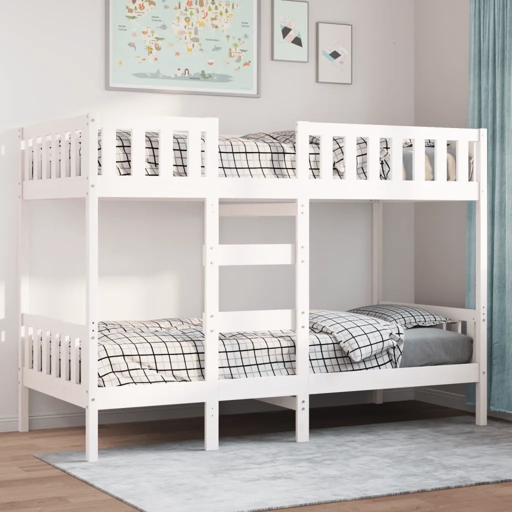 Letto a Castello Bianco 90x190 cm in Legno Massello di Pino