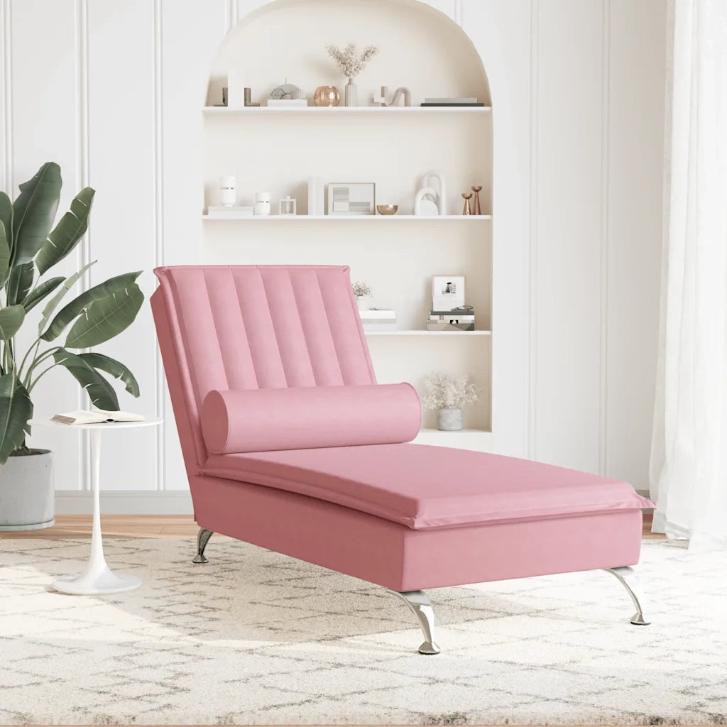 Chaise Longue Massaggi con Cuscino a Rullo Rosso in Velluto CFW8604566