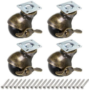 Schiene per mobili, ruote a sfera con freno, ruote di scorrimento antiche, per mobili, divano, poltrona, tavolo da salotto, comò, 4 pezzi, 40 mm