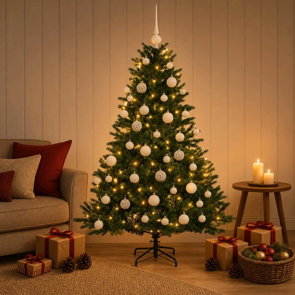 Albero di Natale artificiale con palline 120 cm 150 LED 3466039