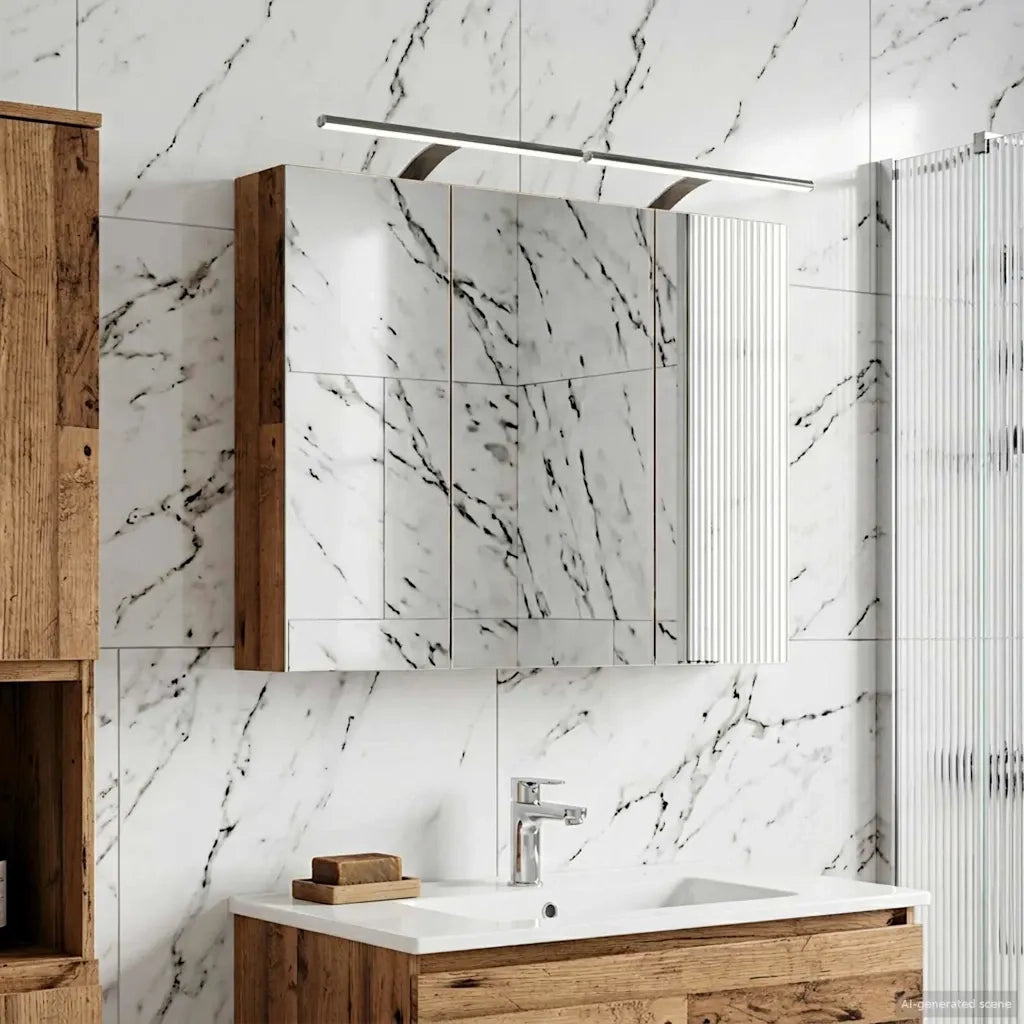 Mobiletto per specchio da Bagno | Armadio da bagno con lo scaffale Legno vecchio