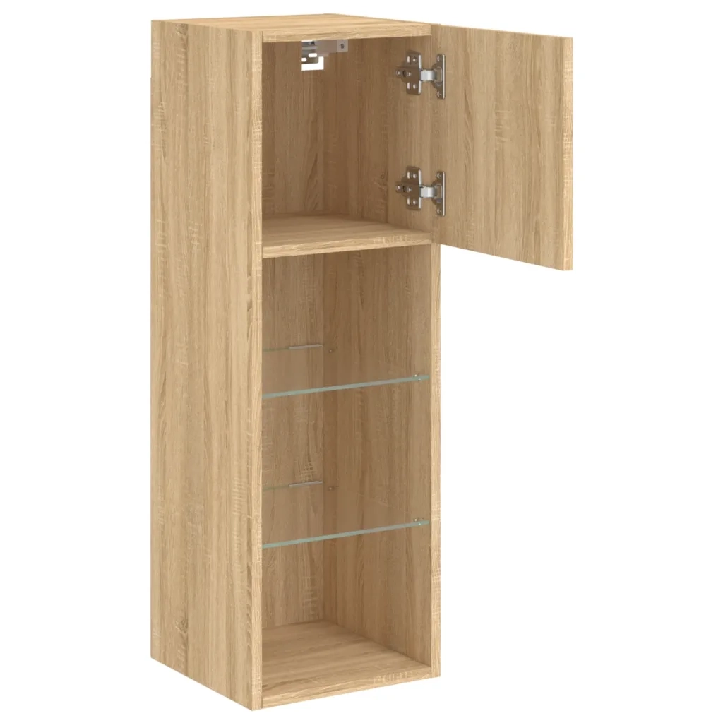 Mobili Porta TV con Luci LED 2 pz Rovere Sonoma 30,5x30x90 cm 837006