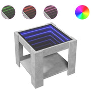 Tavolino salotto | Tavolino da caff¨¨ | Tavolino da Soggiorno con LED Grigio Cemento 53x53x45 cm Multistrato