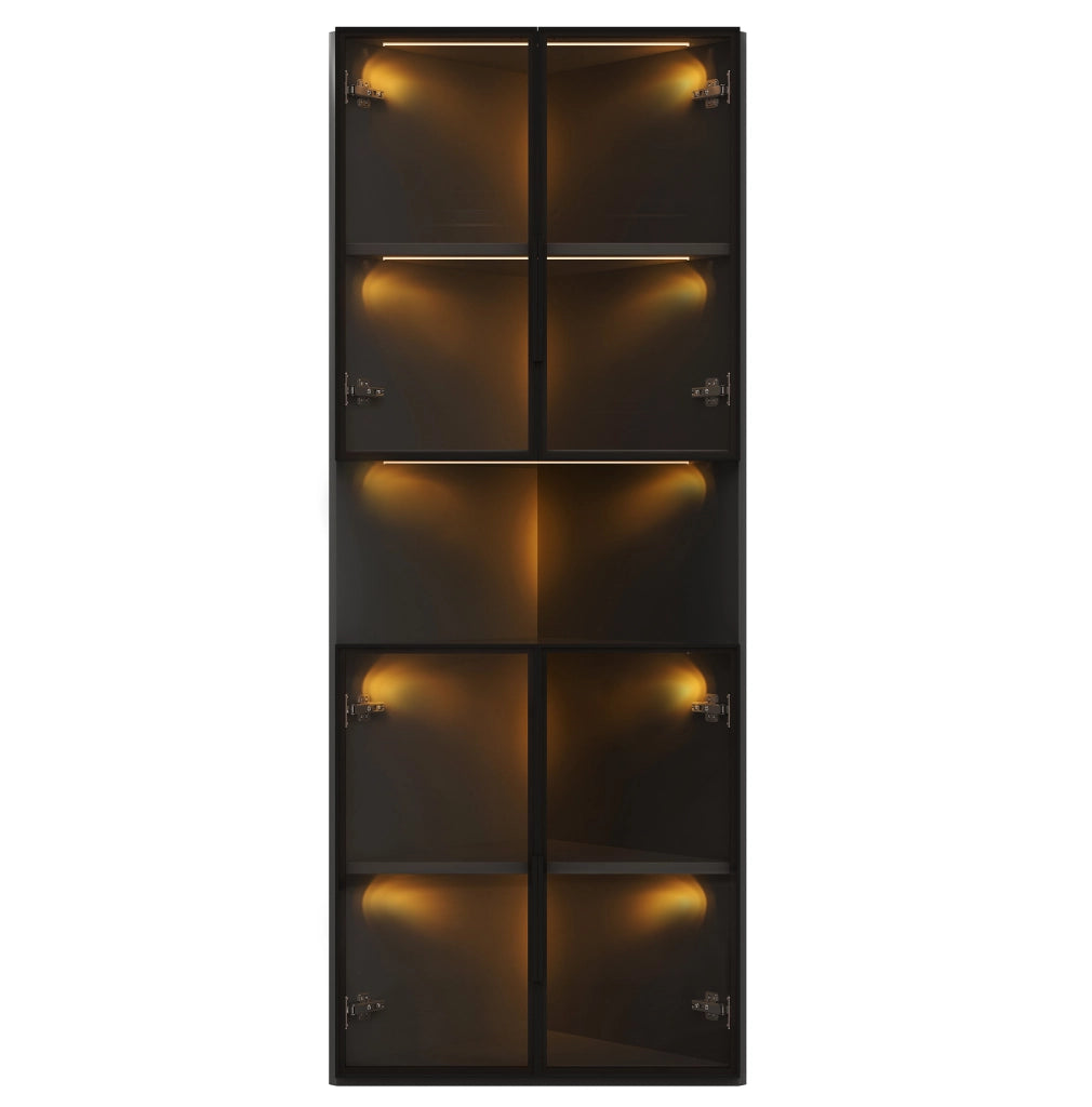 Vetrina angolare triangolare nera 62x32x160 cm con LED