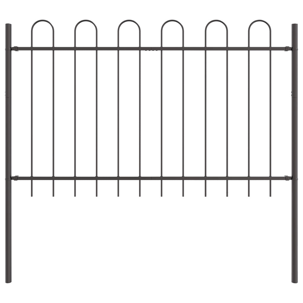 Recinzione da Giardino  con Parte Superiore a Ghianda Grigia 1,7x1,2 m in Acciaio
