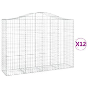 Cestini gabbioni recinzione a gabbia muro di contenimento ad arco 1 set da 2 200 x 50 x 140/160 cm ferro zincato argento 02_0040531