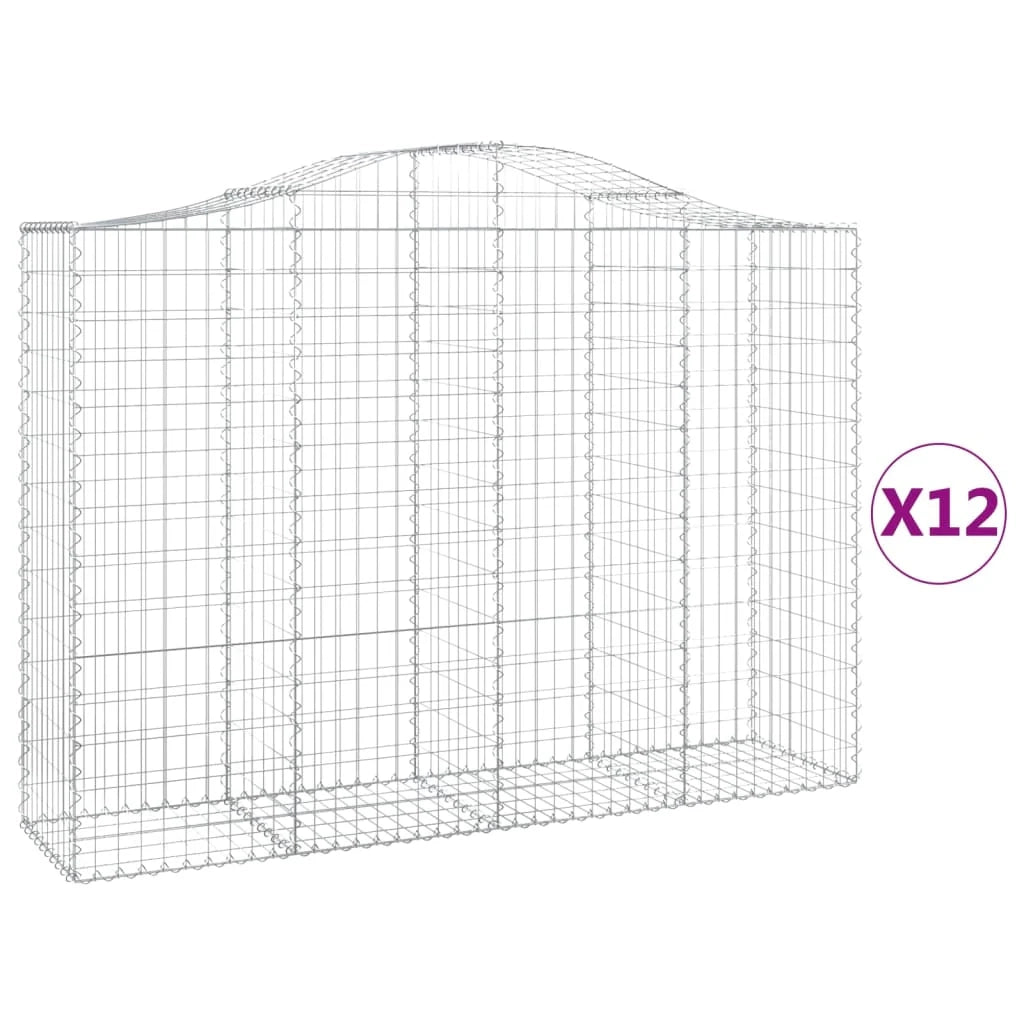 Cestini gabbioni recinzione a gabbia muro di contenimento ad arco 1 set da 2 200 x 50 x 140/160 cm ferro zincato argento 02_0040531