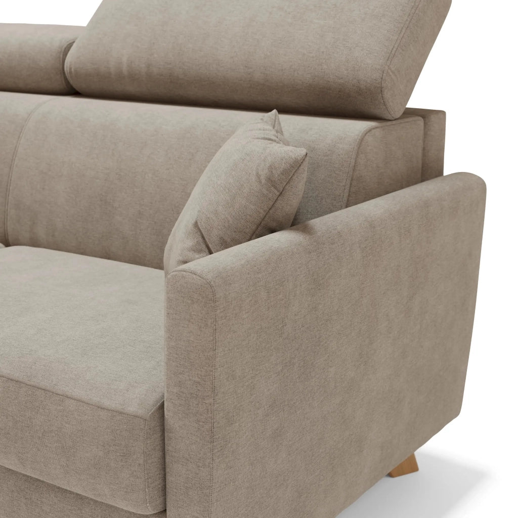 Francy Divano letto matrimoniale con poggiatesta regolabili in tessuto impermeabile e smacchiabile T17 160 cm (mat. 120x197) beige