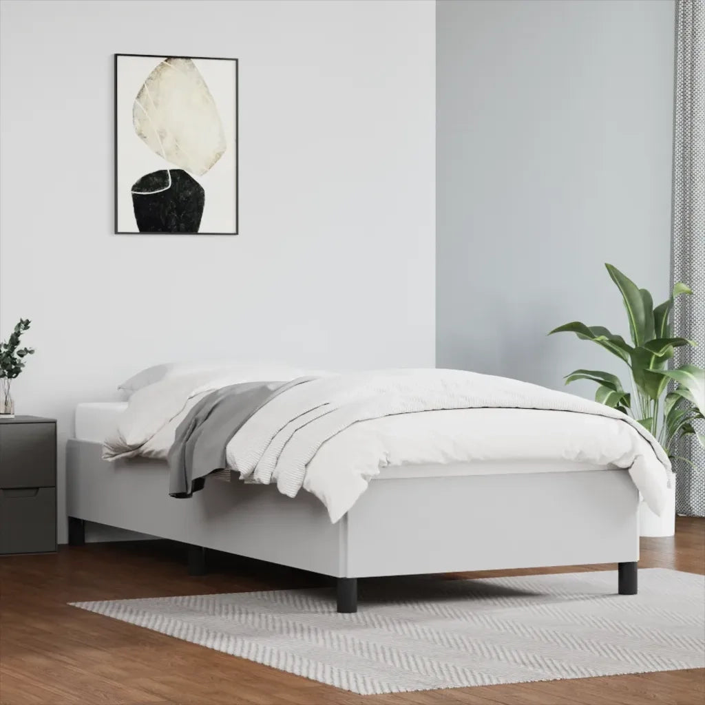 Letto singolo | Letto per adulti | Giroletto Bianco 90x190 cm in Similpelle