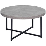 Tavolino da caff¨¨ rotondo effetto cemento in legno e metallo ¨C zephmum ¨C ?80x45 cm