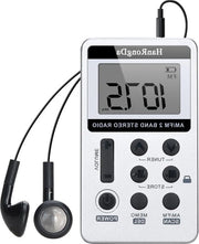 Radio Portatile AM-FM con Batteria Ricaricabile e Altoparlante per Cuffie - Bianco