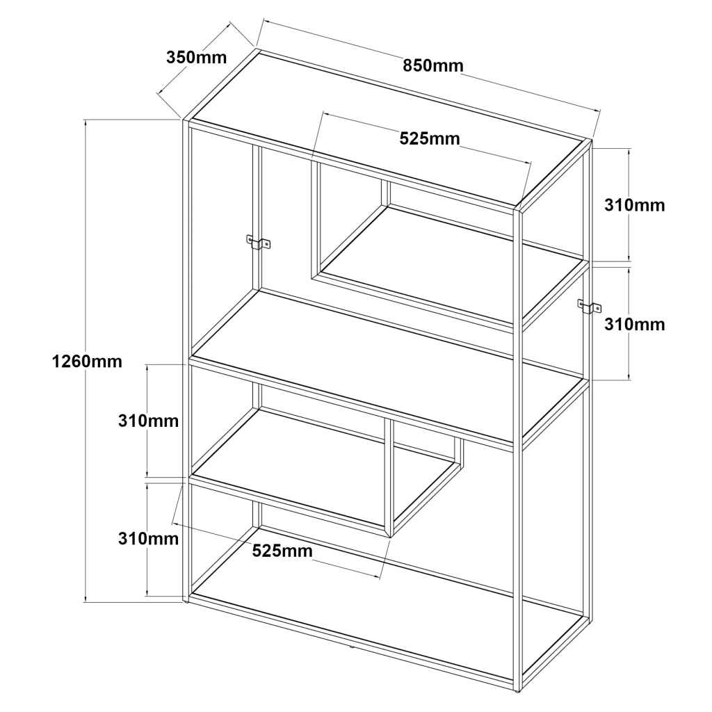 Libreria di design per soggiorno mensola in stile originale 4 ripiani acciaio nero 03_0006487