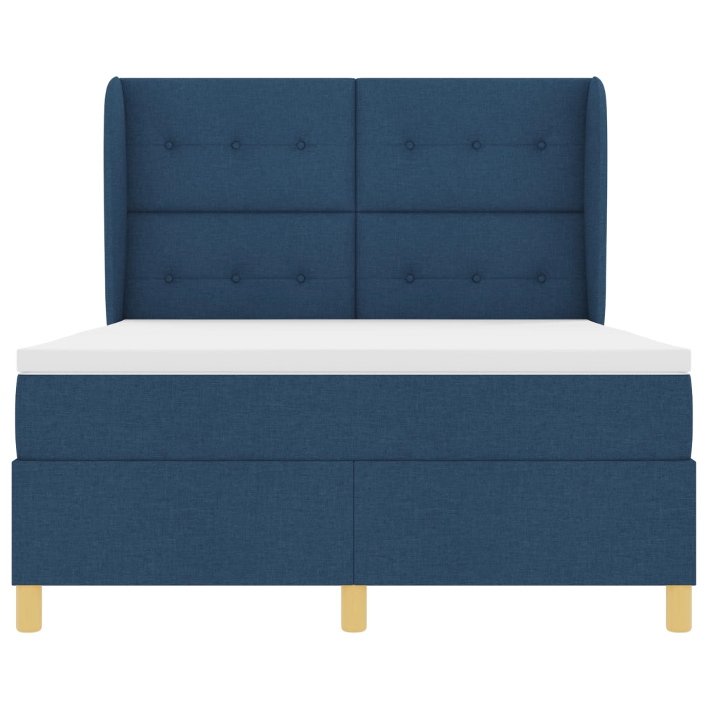 Letto Box Spring con Materasso Blu 140x200 cm Tessuto