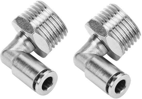 Raccordi di Connettore Sincrono - 2 Pezzi - 6 mm - 90 Gradi BSPP - Connettori di Tubo - Verniciato Rame - Eterogeneo - Connettori di Tubo