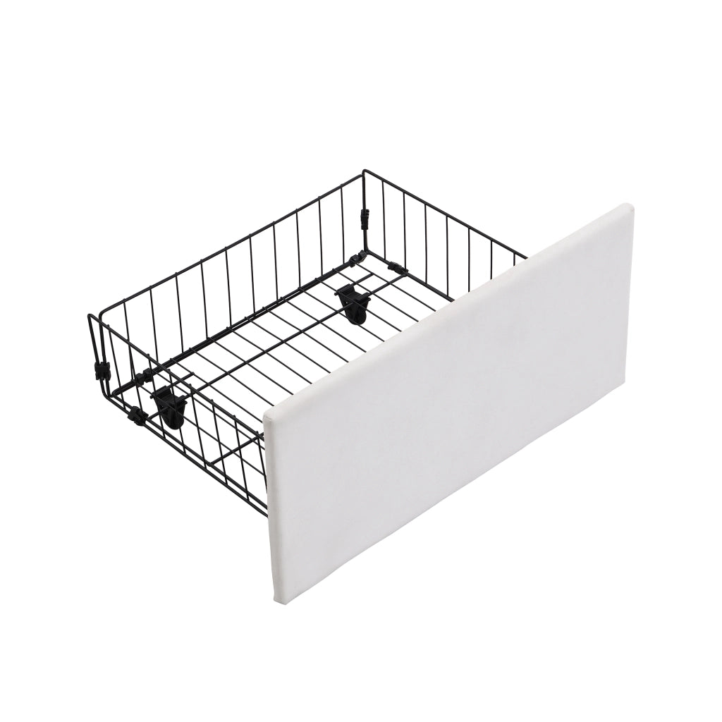 Letto contenitore 160 × 200 cm con 3 cassetti, apertura idraulica e vano integrato, senza materasso, in velluto beige